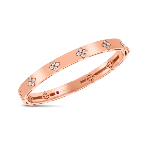 Love In Verona 18K Rose Gold Medium Width Diamond Accent Bangle Bracelet