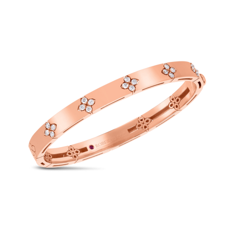 Love In Verona 18K Rose Gold Medium Width Diamond Accent Bangle Bracelet