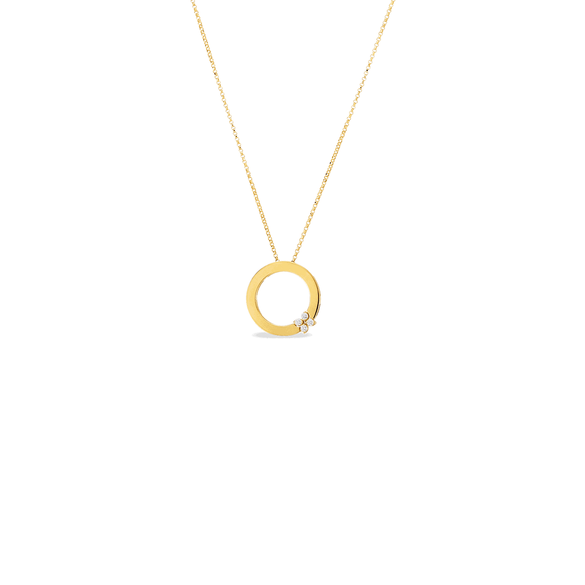 Roberto Coin Jewelry - Love In Verona 18K Yellow Gold Circle Of Life Flower Diamond Necklace | Manfredi Jewels
