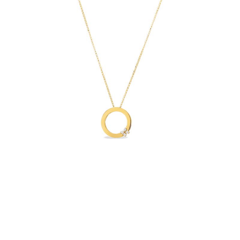 Roberto Coin Jewelry - Love In Verona 18K Yellow Gold Circle Of Life Flower Diamond Necklace | Manfredi Jewels