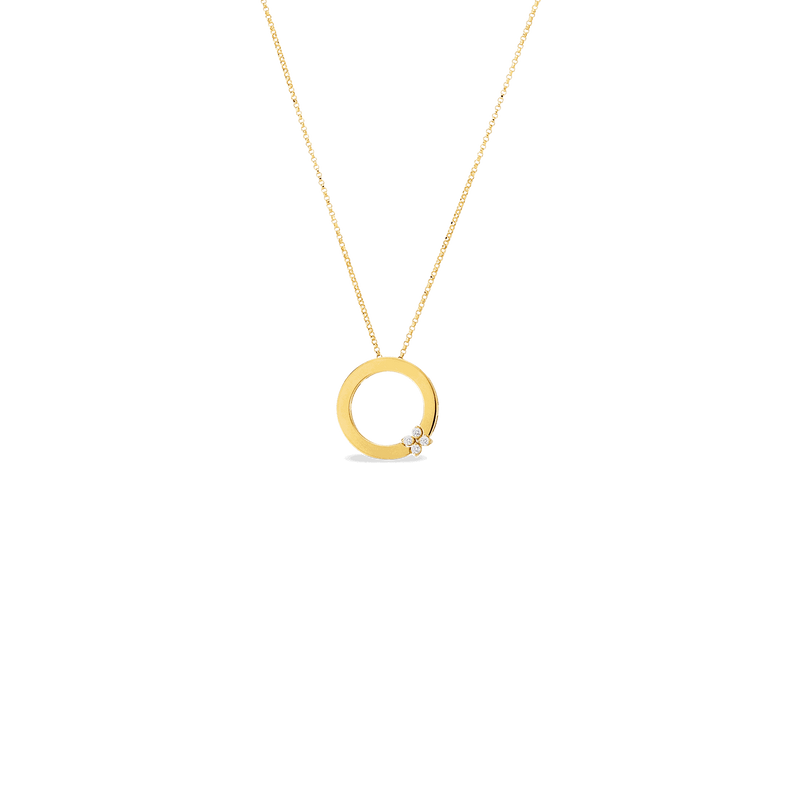 Love In Verona 18K Yellow Gold Circle Of Life Flower Diamond Necklace