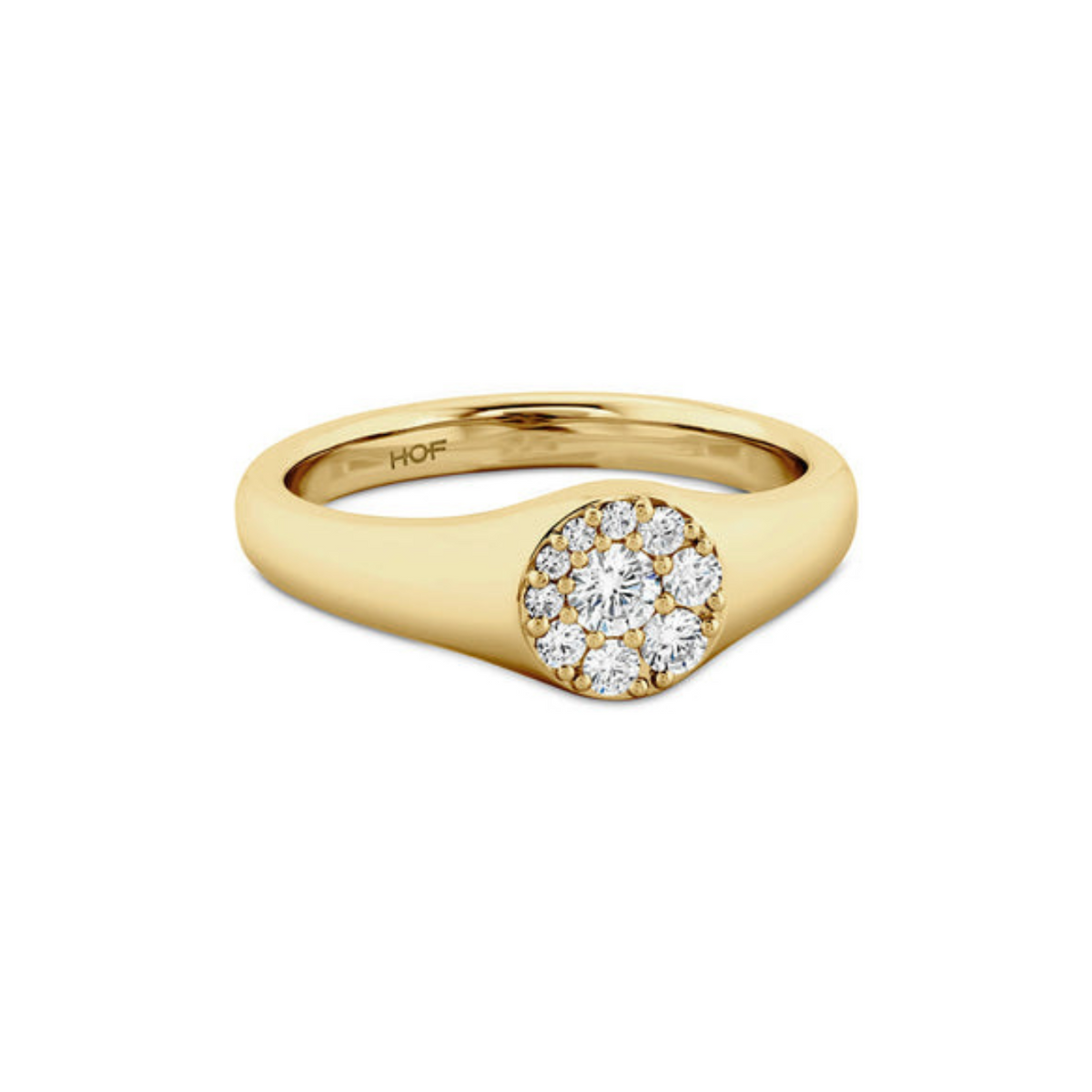 Hearts On Fire Jewelry - Tessa 18K Yellow Gold Circle Signet Multi Diamond Ring | Manfredi Jewels