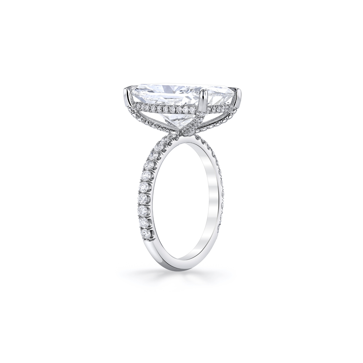 Cushion Cut 8.02ct Platinum Diamond Ring with Pave Diamond Shank