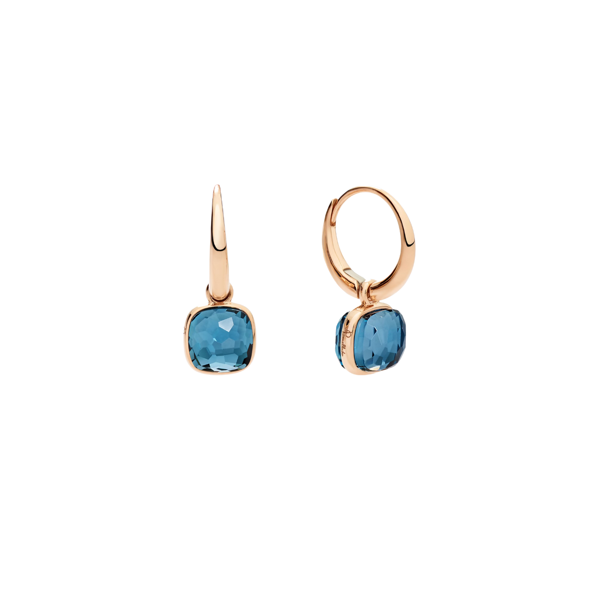 Pomellato Jewelry - Nudo 18K Rose London Blue Topaz Mini Earrings | Manfredi Jewels