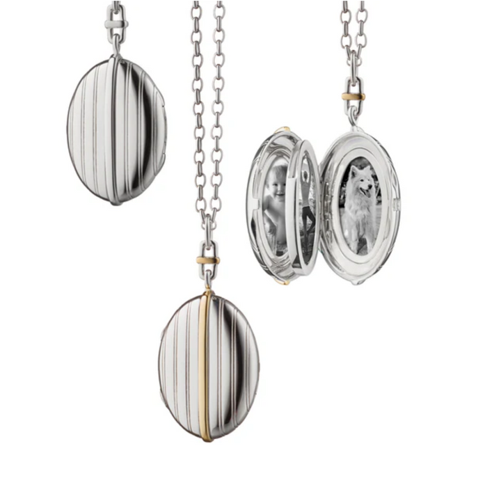 Monica Rich Kosann - Two-Tone Four Image Pinstripe Locket | Manfredi Jewels