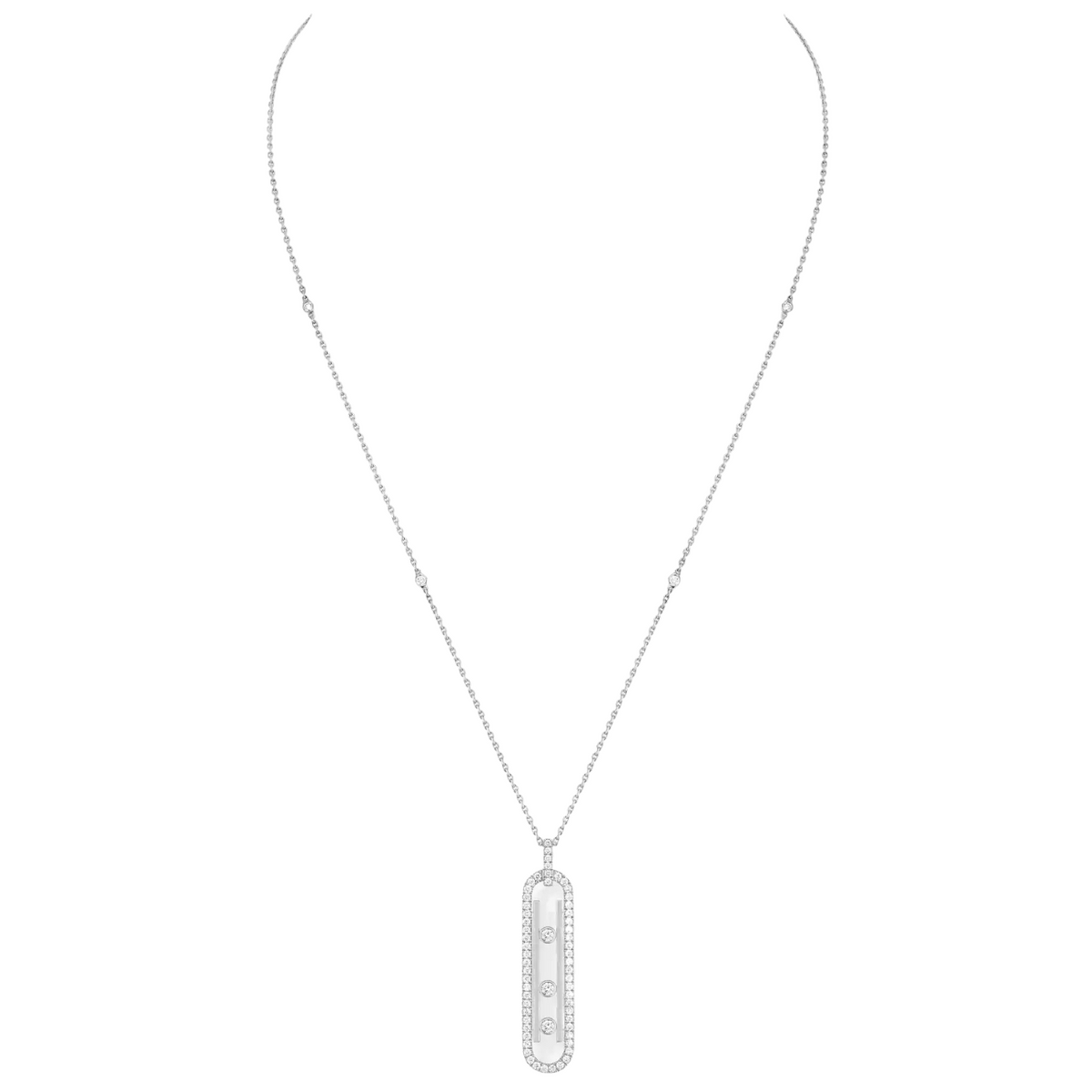 Messika Jewelry - Move 10TH 18K White Gold Petite Model Pavé Diamond Necklace | Manfredi Jewels