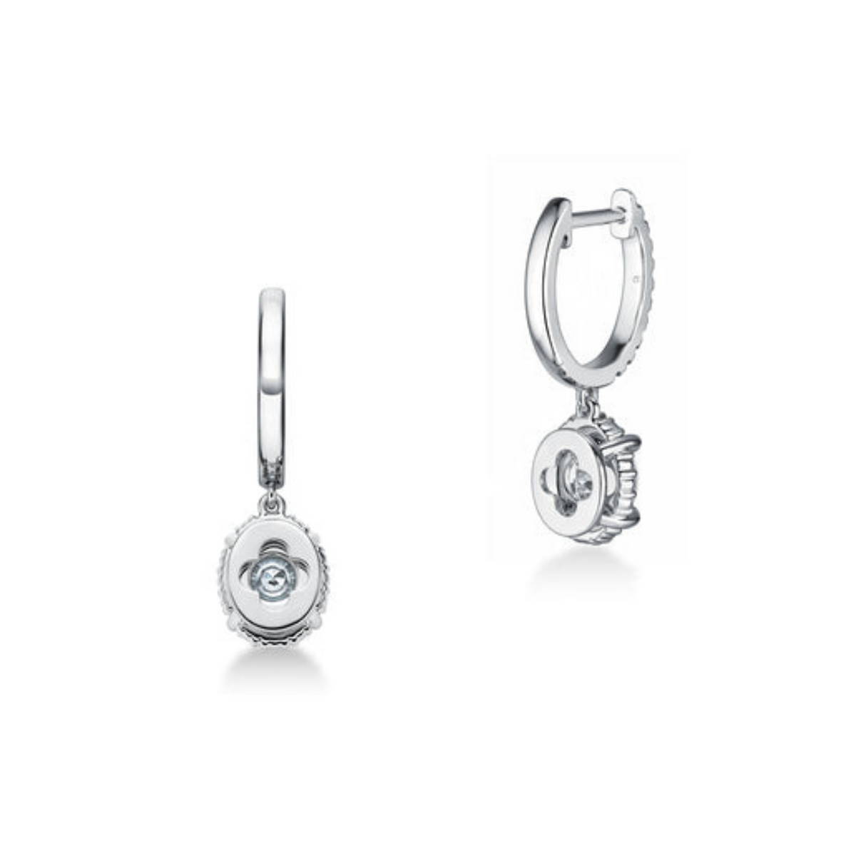 Hearts On Fire Jewelry - Ellipse 18K White Gold 1.15 ct Diamond Leverback Earrings | Manfredi Jewels