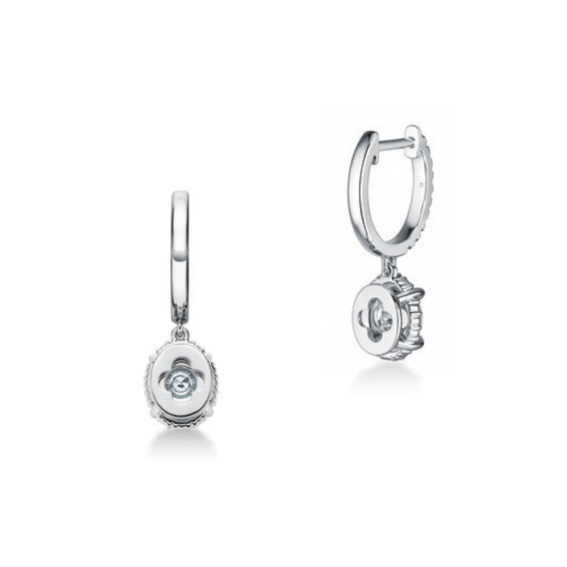 Ellipse 18K White Gold 1.15 ct Diamond Leverback Earrings