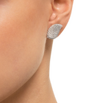 Aleluia 18k White Gold Pavé Diamond Leaf Earrings