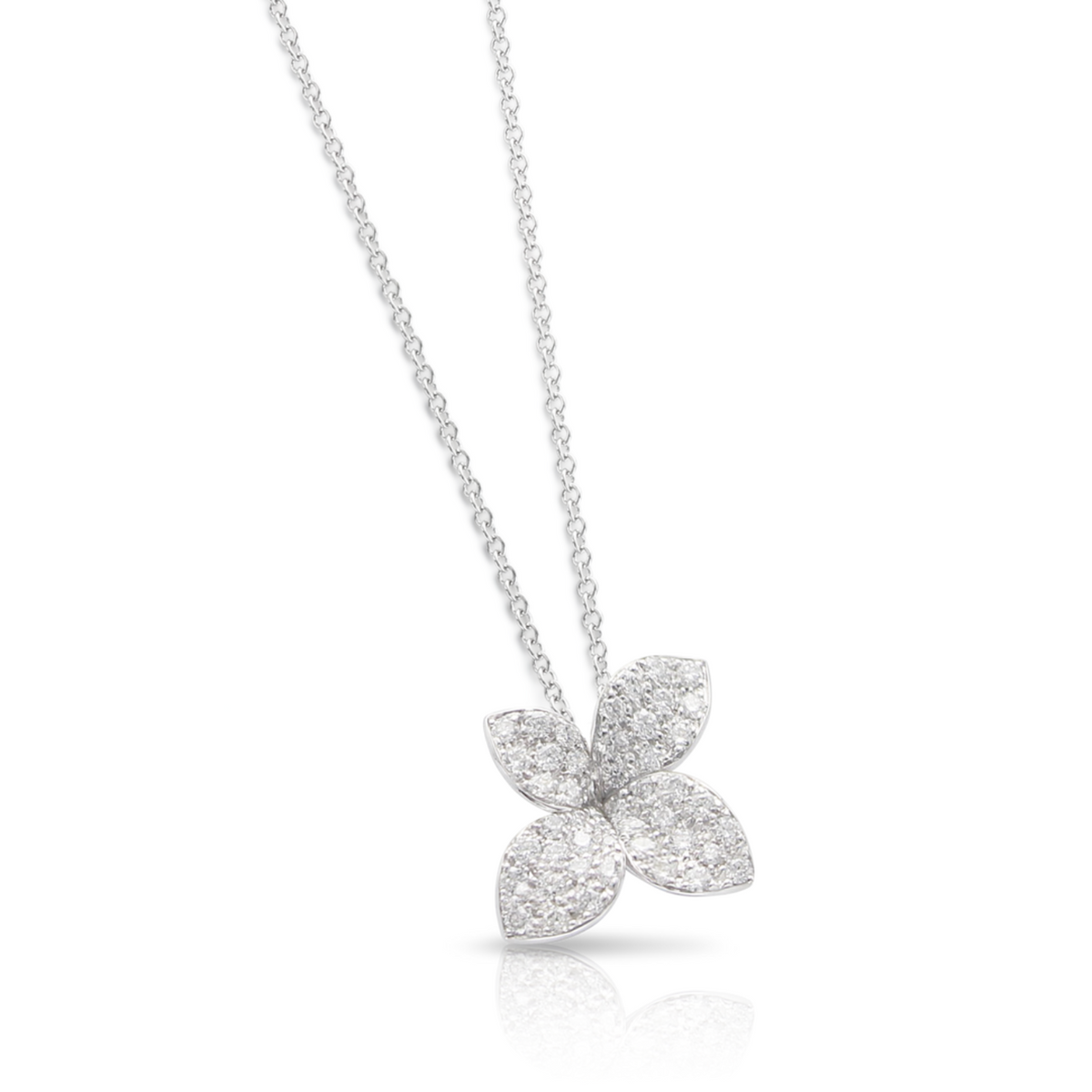 Pasquale Bruni Jewelry - Petit Garden 18K White Gold Pavé Diamond Small Flower Necklace | Manfredi Jewels