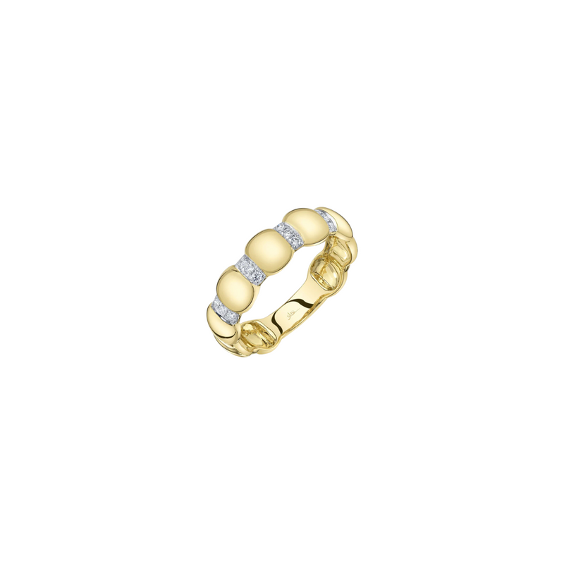 14K Yellow Gold Alternating Diamond Ring