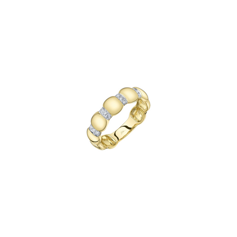 14K Yellow Gold Alternating Diamond Ring