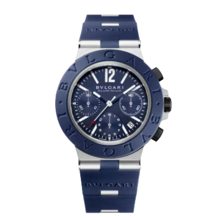 Bvlgari Aluminium Chronograph Blue Dial Watch 104234 – Manfredi Jewels