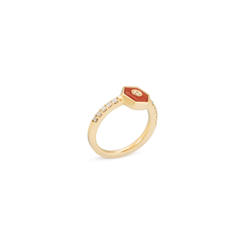 Baia Sommersa 18K Yellow Gold Diamond Coral Ring