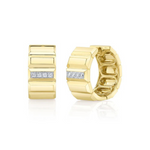 14K Yellow Gold 0.10ct Diamond Geo Cut Huggie Earrings