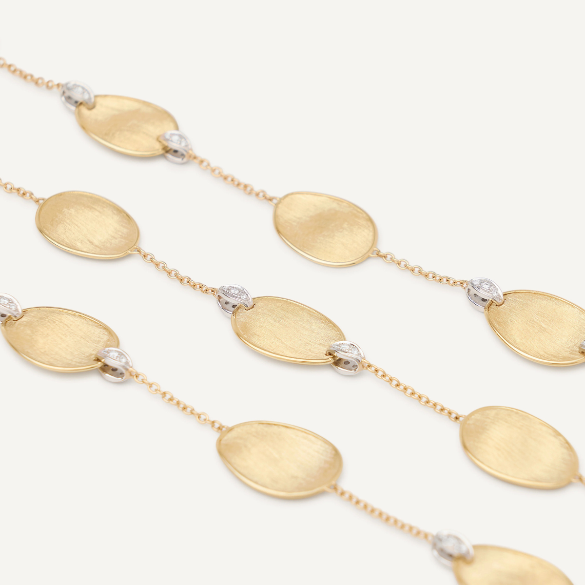 Marco Bicego Jewelry - Lunaria 18K Yellow Gold Collar Long Necklace with Diamond Accents | Manfredi Jewels