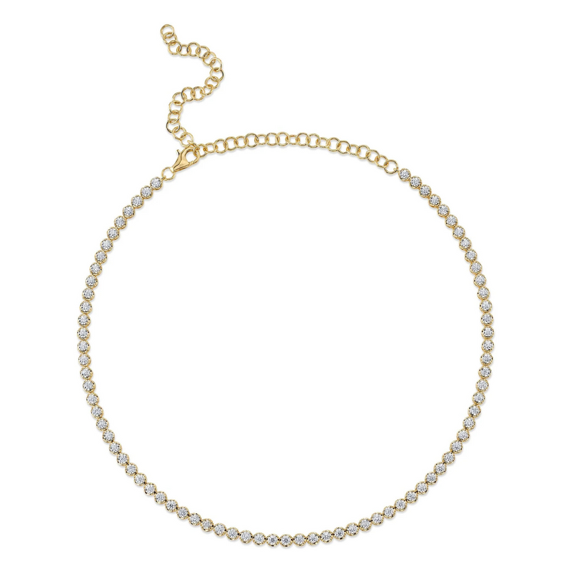 14K Yellow Gold 1.93ct Diamond Tennis Necklace