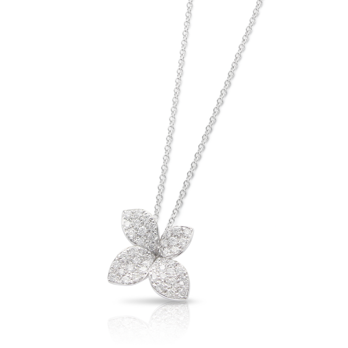 Pasquale Bruni Jewelry - Petit Garden 18K White Gold Pavé Diamond Small Flower Necklace | Manfredi Jewels