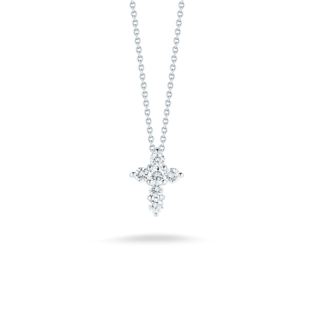 Roberto Coin Jewelry - Tiny Treasures 18K White Gold Mini Diamond Cross Necklace | Manfredi Jewels