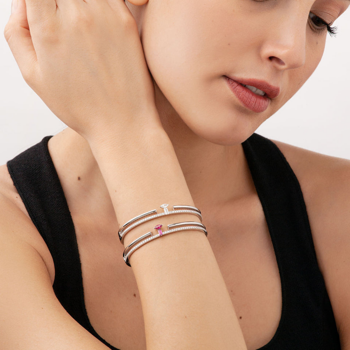 Miseno Jewelry - Procida 18K White Gold Pavè Diamond Bangle Bracelet | Manfredi Jewels