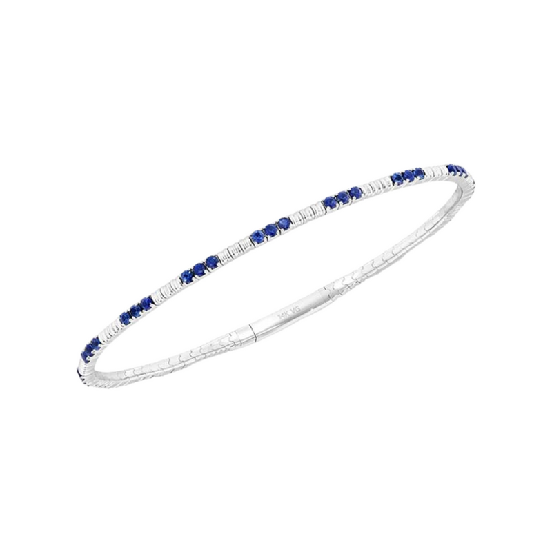 14K White Gold & Sapphire Flexible Bangle