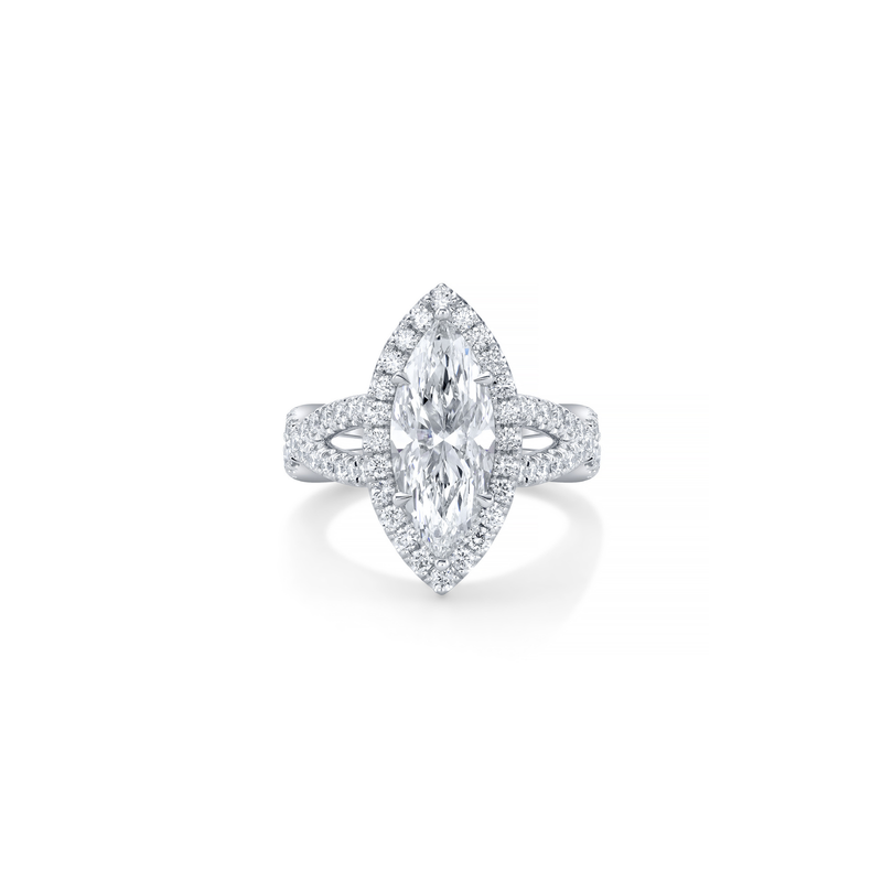 Marquise Cut 5.02ct Platinum Diamond Ring with Criss Cross Shank