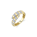 14K Yellow Gold 0.23ct Diamond Ribbed Ring