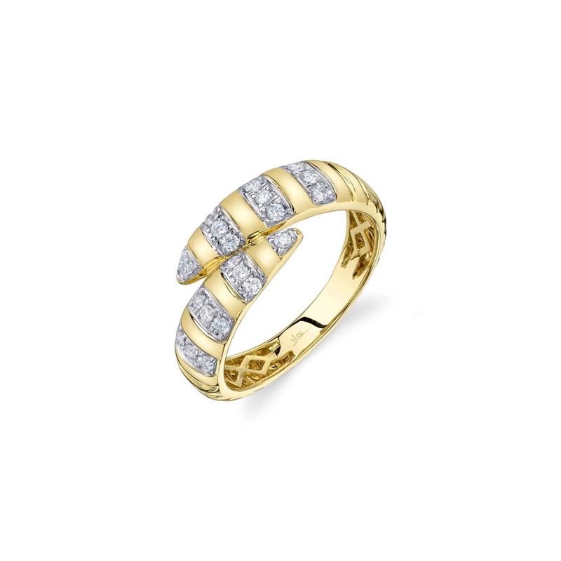 14K Yellow Gold 0.23ct Diamond Ribbed Ring