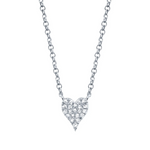 14K White Gold 0.05ct Diamond Pave Heart Necklace