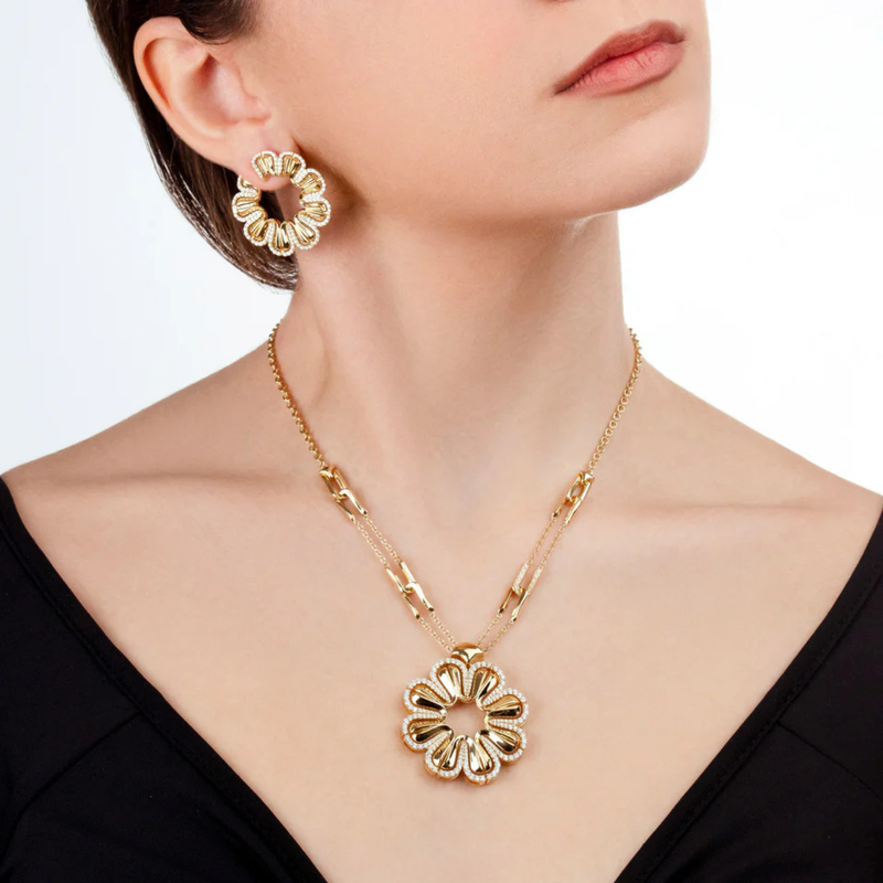 Arco 18K Yellow Gold Diamond Earrings