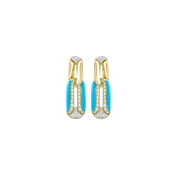 Miseno - Arco 18K Yellow Gold Turquoise and Diamond Earrings | Manfredi Jewels