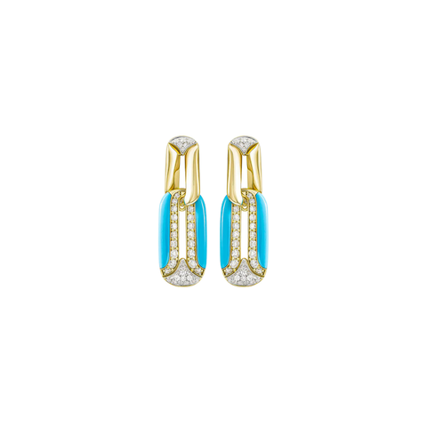Arco 18K Yellow Gold Turquoise and Diamond Earrings