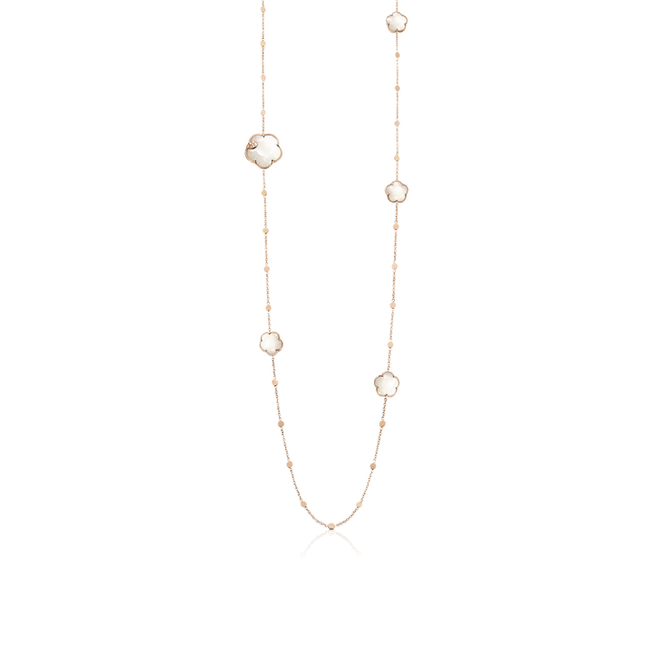 Pasquale Bruni Jewelry - Ton Joli Lunaire Sautoir 18K Rose Gold Mother of Pearl Moonstone and Diamond Necklace | Manfredi Jewels