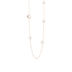Ton Joli Lunaire Sautoir 18K Rose Gold Mother of Pearl, Moonstone, and Diamond Necklace
