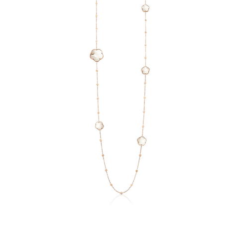Ton Joli Lunaire Sautoir 18K Rose Gold Mother of Pearl, Moonstone, and Diamond Necklace