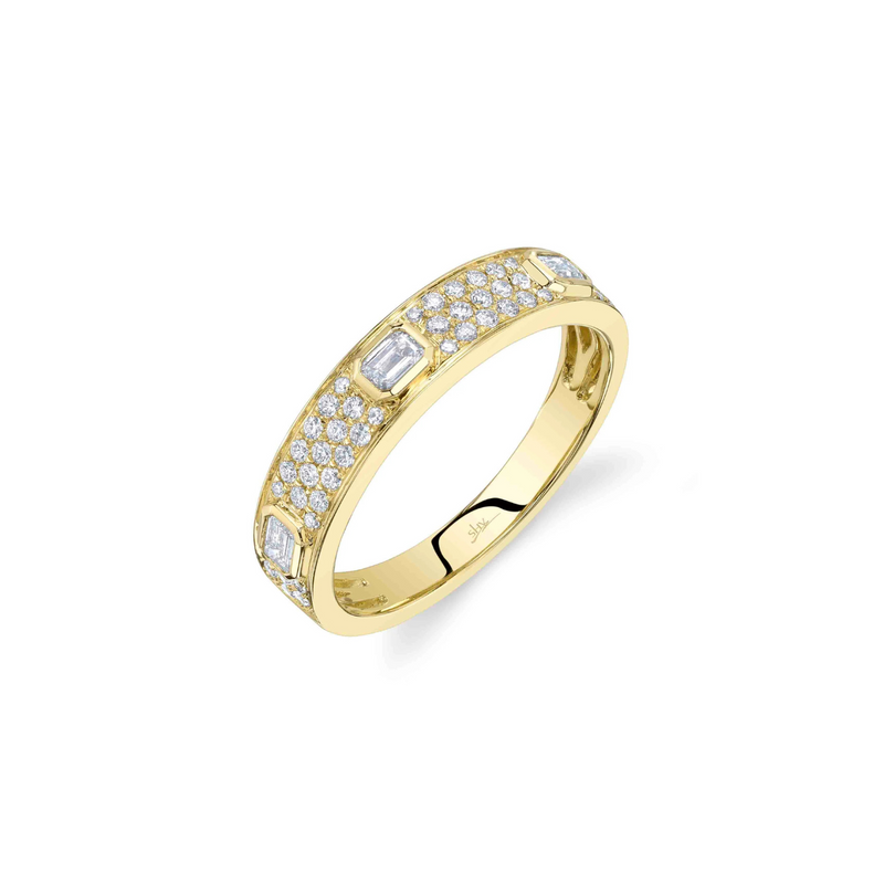 14K Yellow Gold 0.49ct Diamond Emerald Band