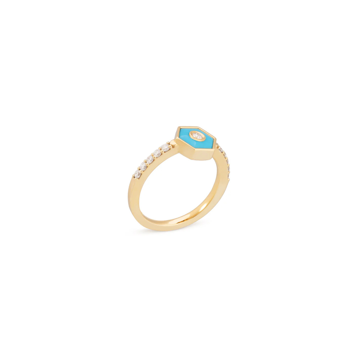 Miseno Jewelry - Baia Sommersa 18K Yellow Gold Diamond Turquoise Ring | Manfredi Jewels