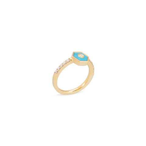 Baia Sommersa 18K Yellow Gold Diamond Turquoise Ring