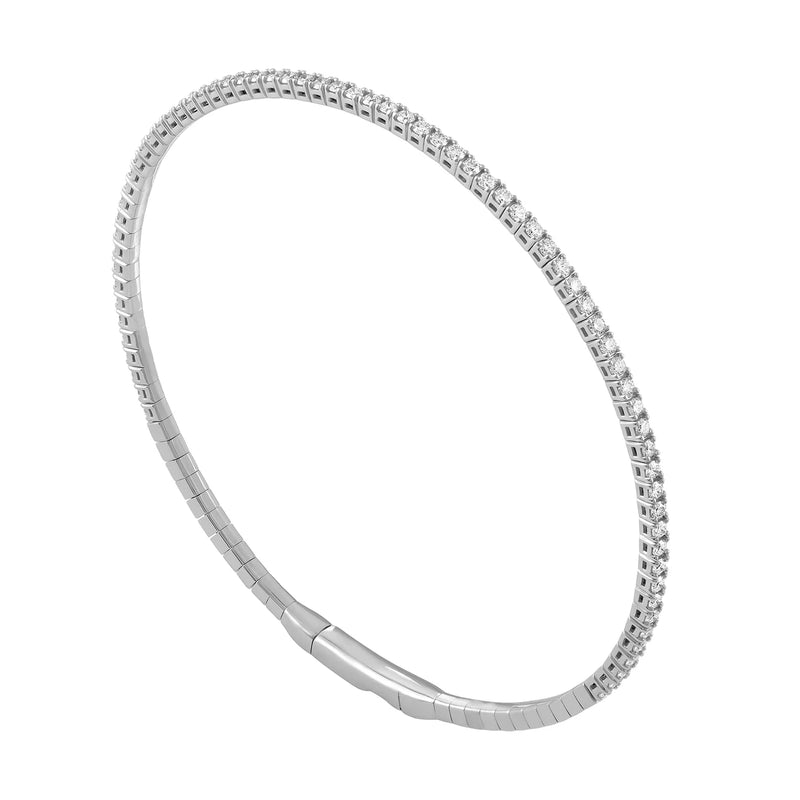 14K White Gold & Diamond Flexible Tennis Bangle