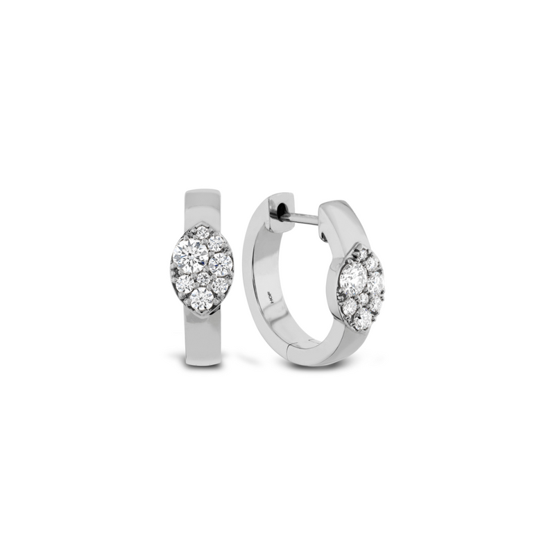 Hearts On Fire Jewelry - Tessa 18K White Gold Navette Multi Diamond Huggies Earrings | Manfredi Jewels