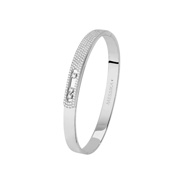 Messika Jewelry - Move Noa 18K White Gold Diamond Pavé Bangle Bracelet | Manfredi Jewels