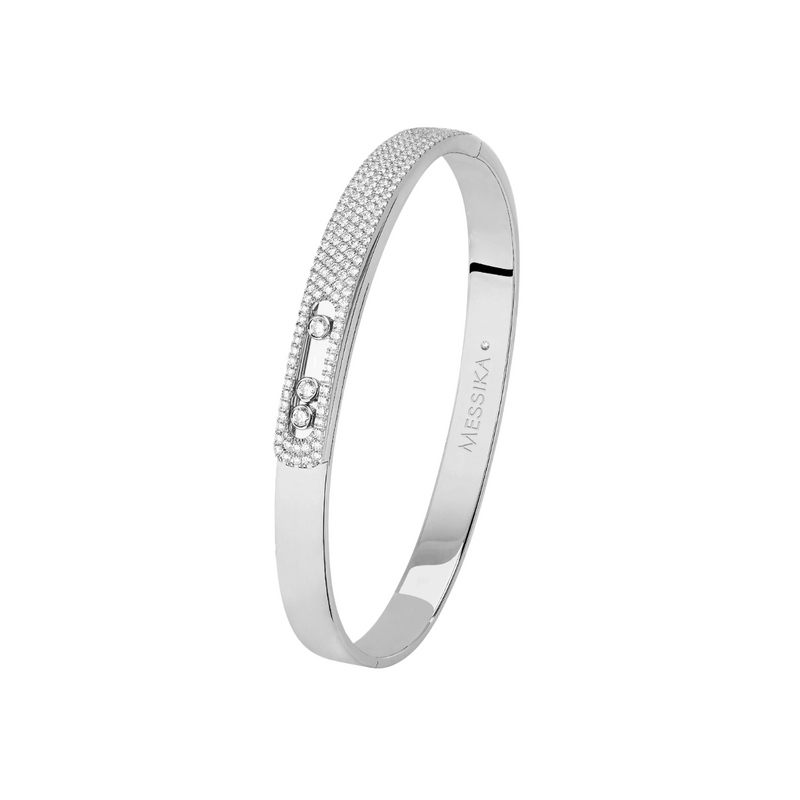 Move Noa 18K White Gold Diamond Pavé Bangle Bracelet