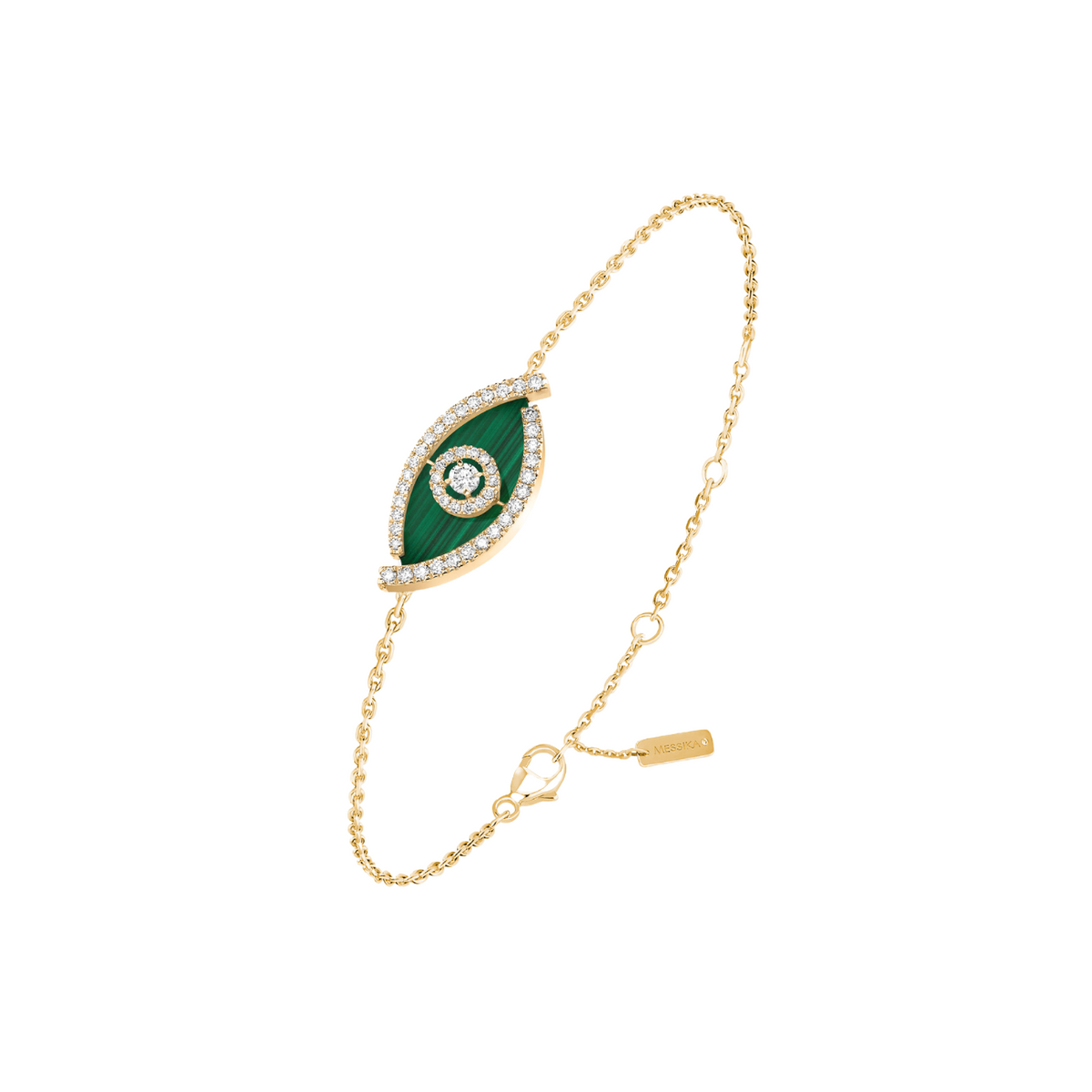 Messika Jewelry - Lucky Eye 18K Yellow Gold Malachite & Diamond Bracelet | Manfredi Jewels