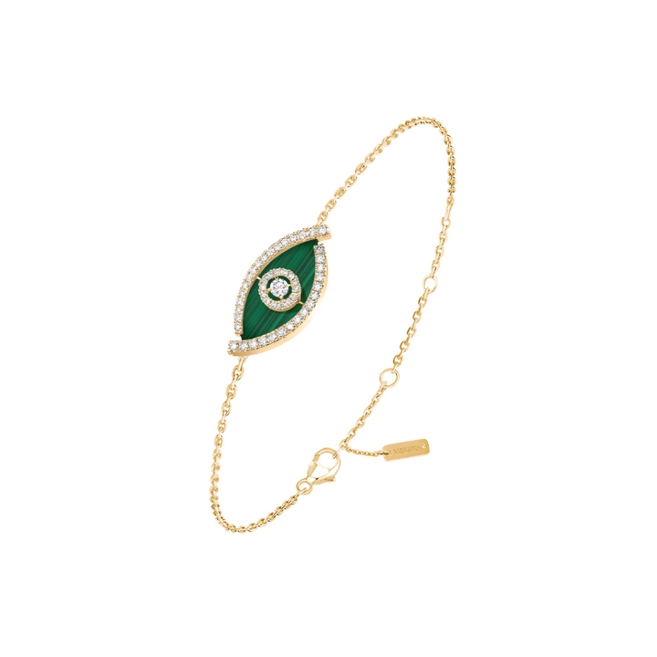 Messika Jewelry - Lucky Eye 18K Yellow Gold Malachite & Diamond Bracelet | Manfredi Jewels