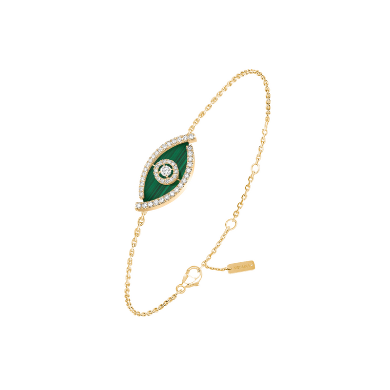 Lucky Eye 18K Yellow Gold Malachite & Diamond Bracelet