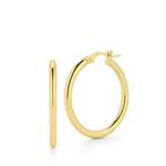 Perfect 18K Yellow Gold Oval Small Round Hoop Earrings