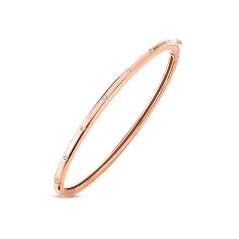 Classica 18K Rose Gold Medium Width Diamond Accent Bangle Bracelet