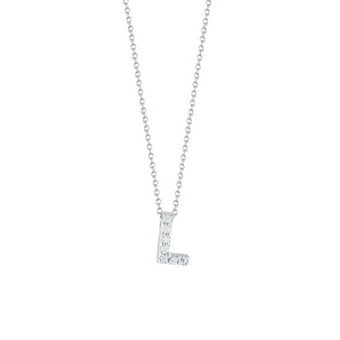 Tiny Treasures 18K White Gold Love Letter “L” Diamond Necklace