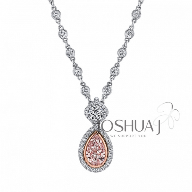Pear Cut 5.34ct Fancy Light Purple Pink Diamond Drop Down Platinum Micro Pavé Diamonds by the Yard Necklace (Pre-Order)