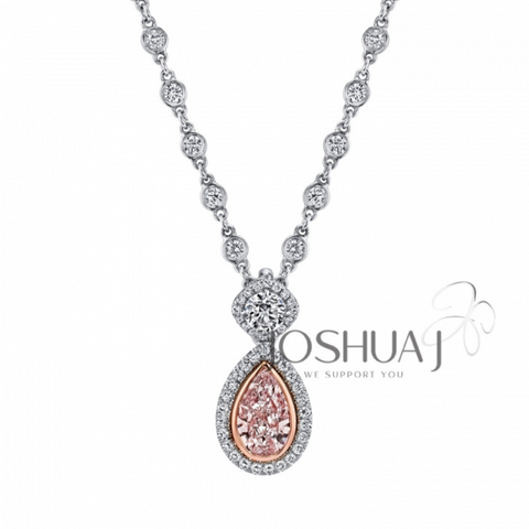 Pear Cut 5.34ct Fancy Light Purple Pink Diamond Drop Down Platinum Micro Pavé Diamonds by the Yard Necklace (Pre-Order)